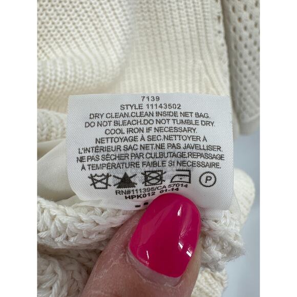 Tory Burch Ivory Zip Crochet Trixie Cardigan Size Small - Picture 6 of 9